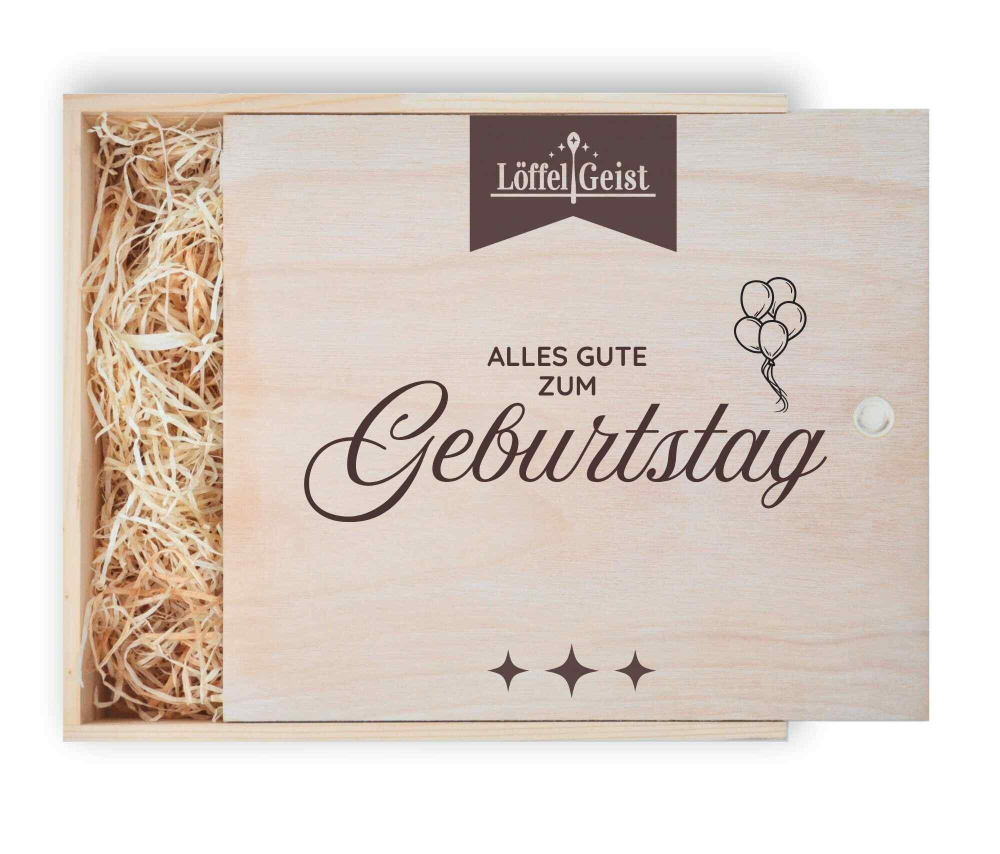 Geschenkverpackung Holzbox mit Lasergravur ´Alles Gute zum Geburtstag´