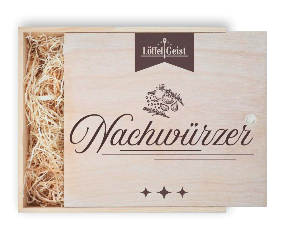 Geschenkverpackung Holzbox mit Lasergravur ´Nachwürzer´