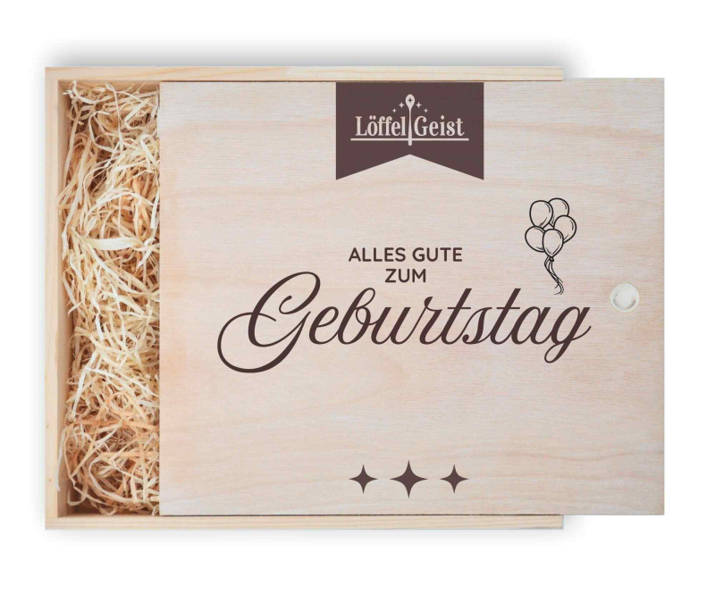 Geschenkverpackung Holzbox mit Lasergravur ´Alles Gute zum Geburtstag´
