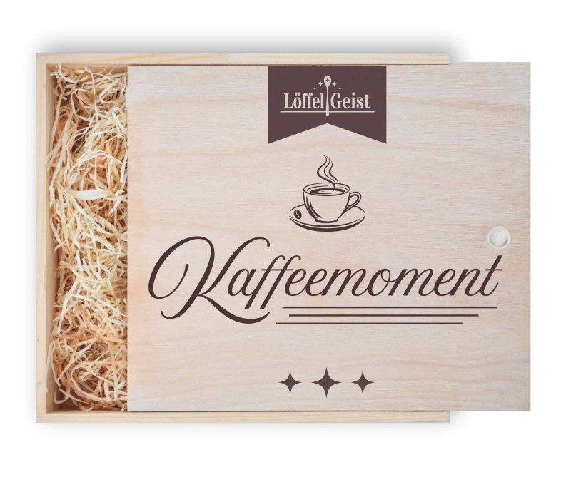 Geschenkverpackung Holzbox mit Lasergravur ´Kaffeemoment´