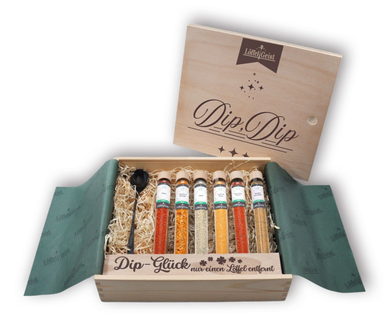 Gewürz-Geschenkset Dip Dip in edler Holzbox