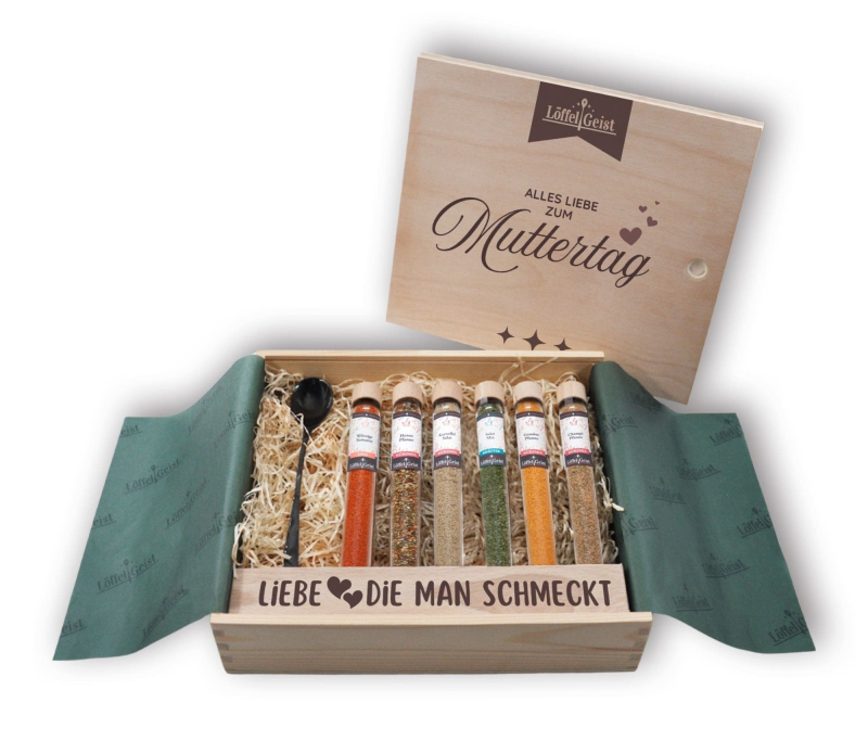 Gewürz-Geschenkset Alles Liebe zum Muttertag in edler Holzbox