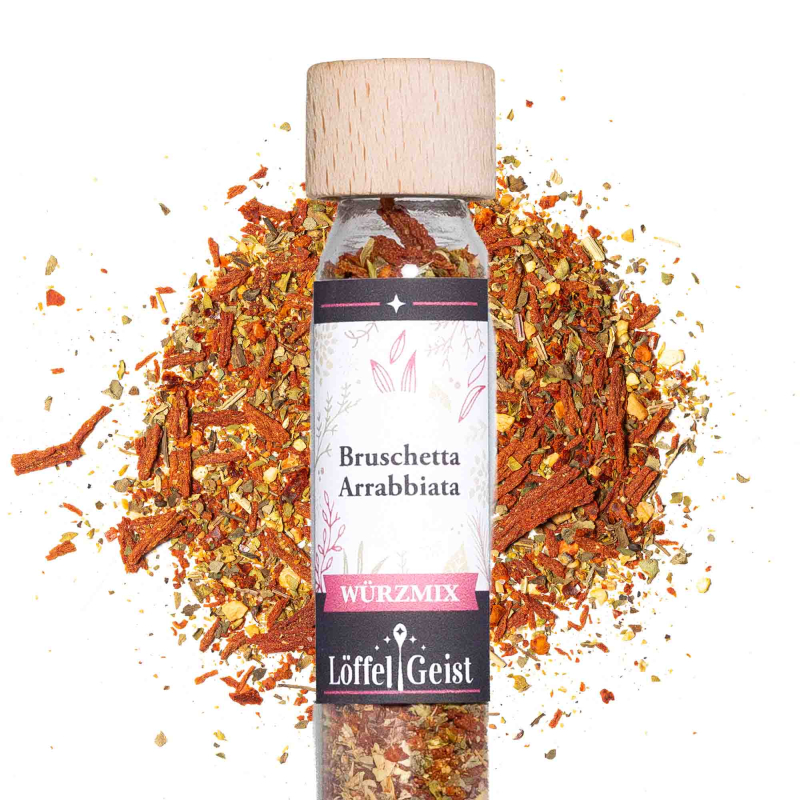 Bruschetta Arrabbiata Gewürzmischung im Glasröhrchen