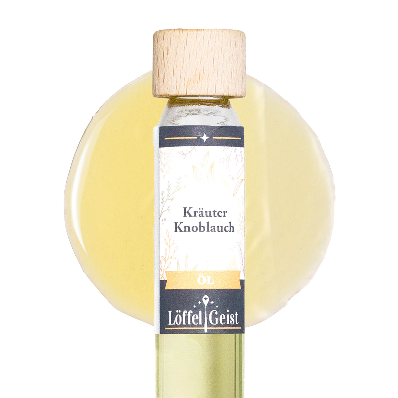 Kräuter Knoblauch Öl im Glasröhrchen