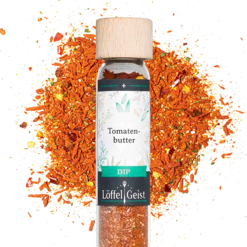 Tomatenbutter Würzmix im Reagenzglas