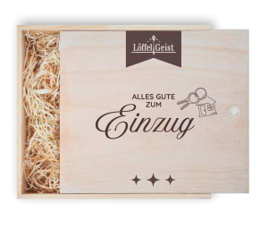 Geschenkverpackung Holzbox mit Lasergravur ´Alles Gute zum Einzug´