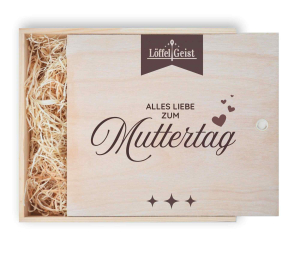 Geschenkverpackung Holzbox mit Lasergravur ´Alles Liebe zum Muttertag´