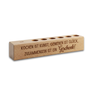 6er Gewürzständer Kochen ist Kunst, genießen ist Glück, zusammensein ist ein Geschenk!