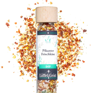 Pikanter Frischkäse Dip im Reagenzglas