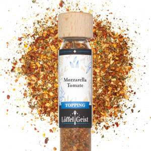 Mozzarella Tomate Topping im Reagenzglas